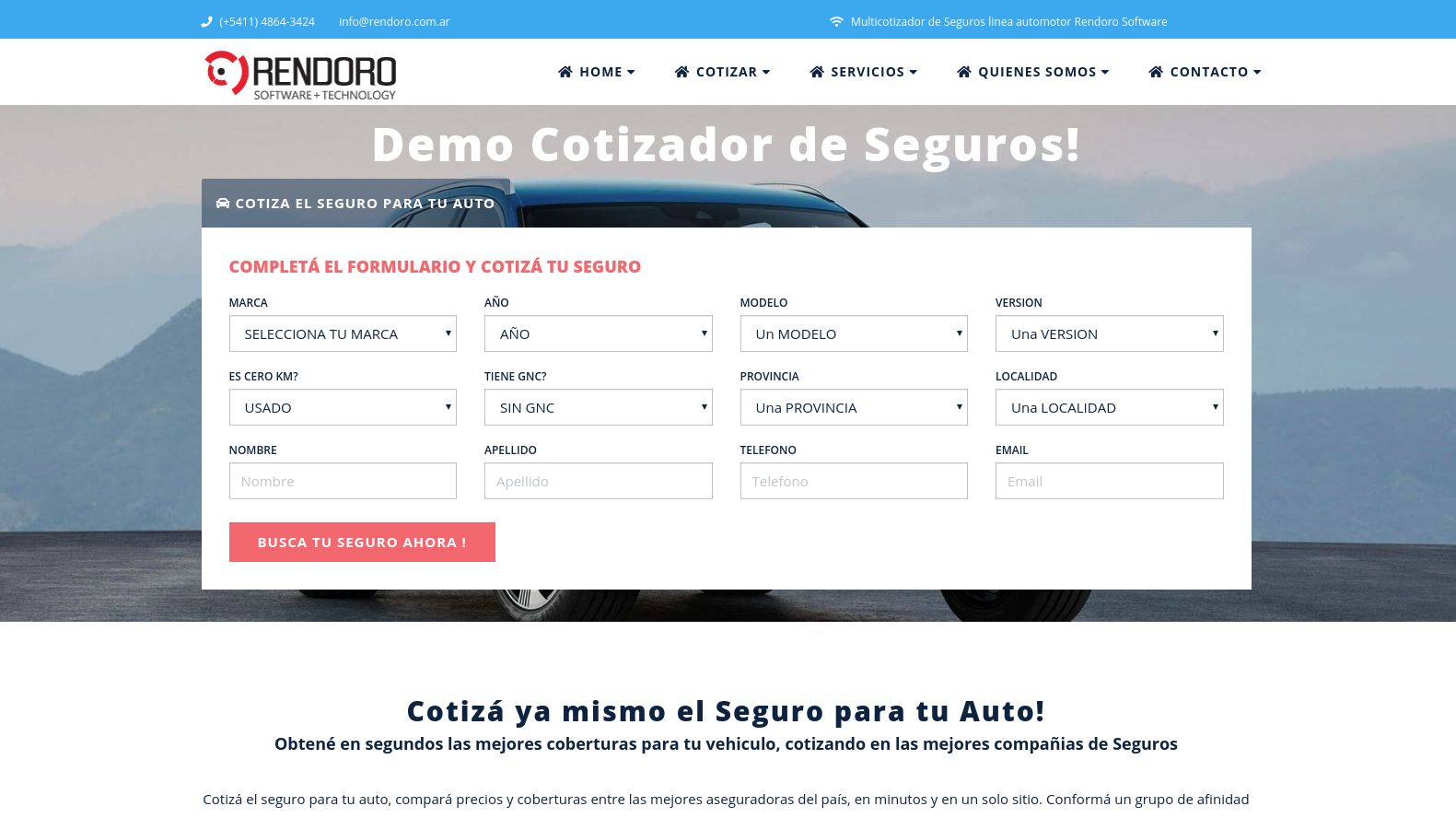 Cotizador de Seguros Rendoro Software